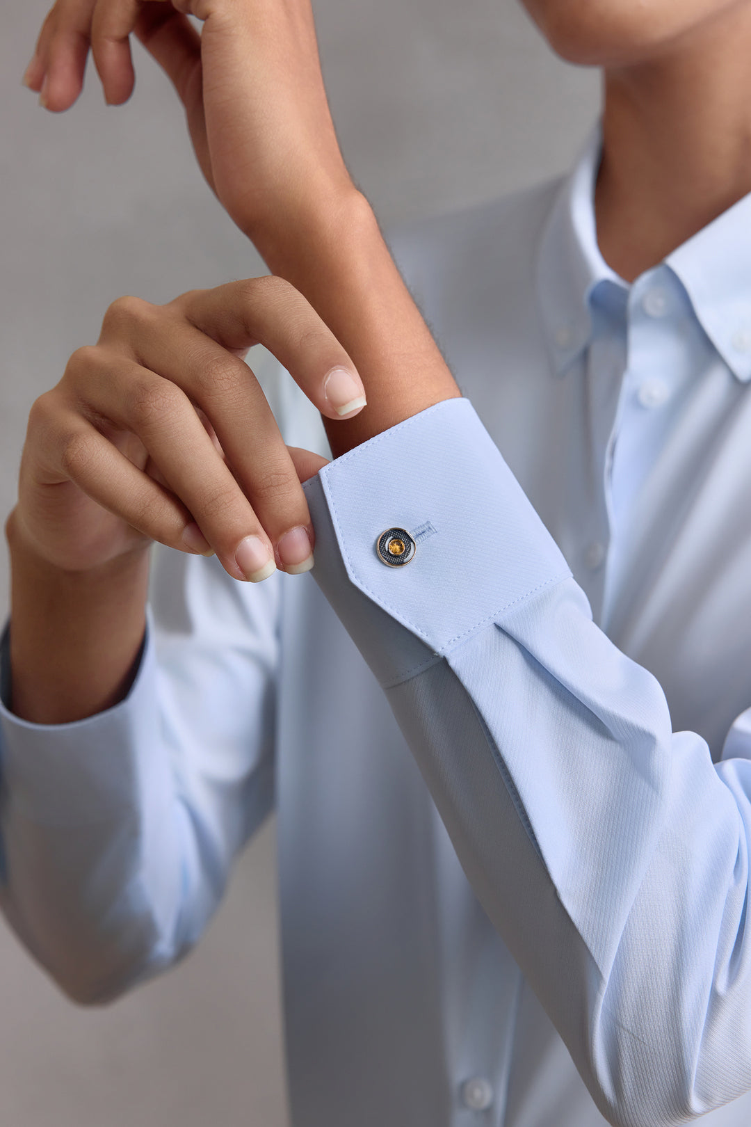 Non-Iron Shirt Neck Long-Sleeve Dress Shirt With Scarf