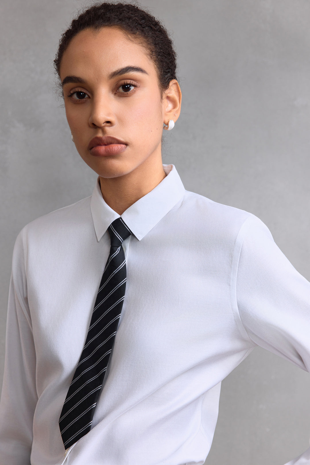 Non-Iron 恤衫領長袖商務恤衫(配可拆卸領帶)