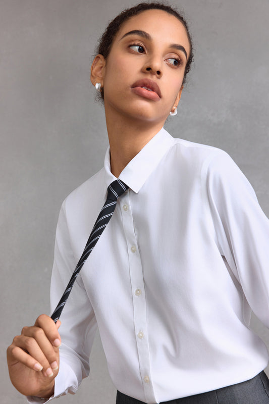 Non-Iron 恤衫領長袖商務恤衫(配可拆卸領帶)