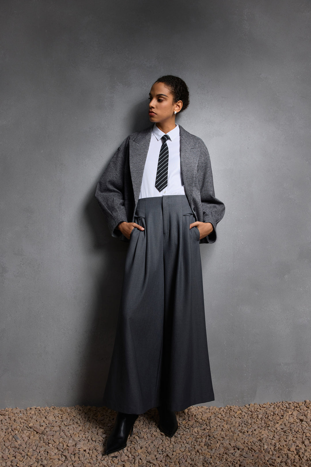 Non-Iron 恤衫領長袖商務恤衫(配可拆卸領帶)