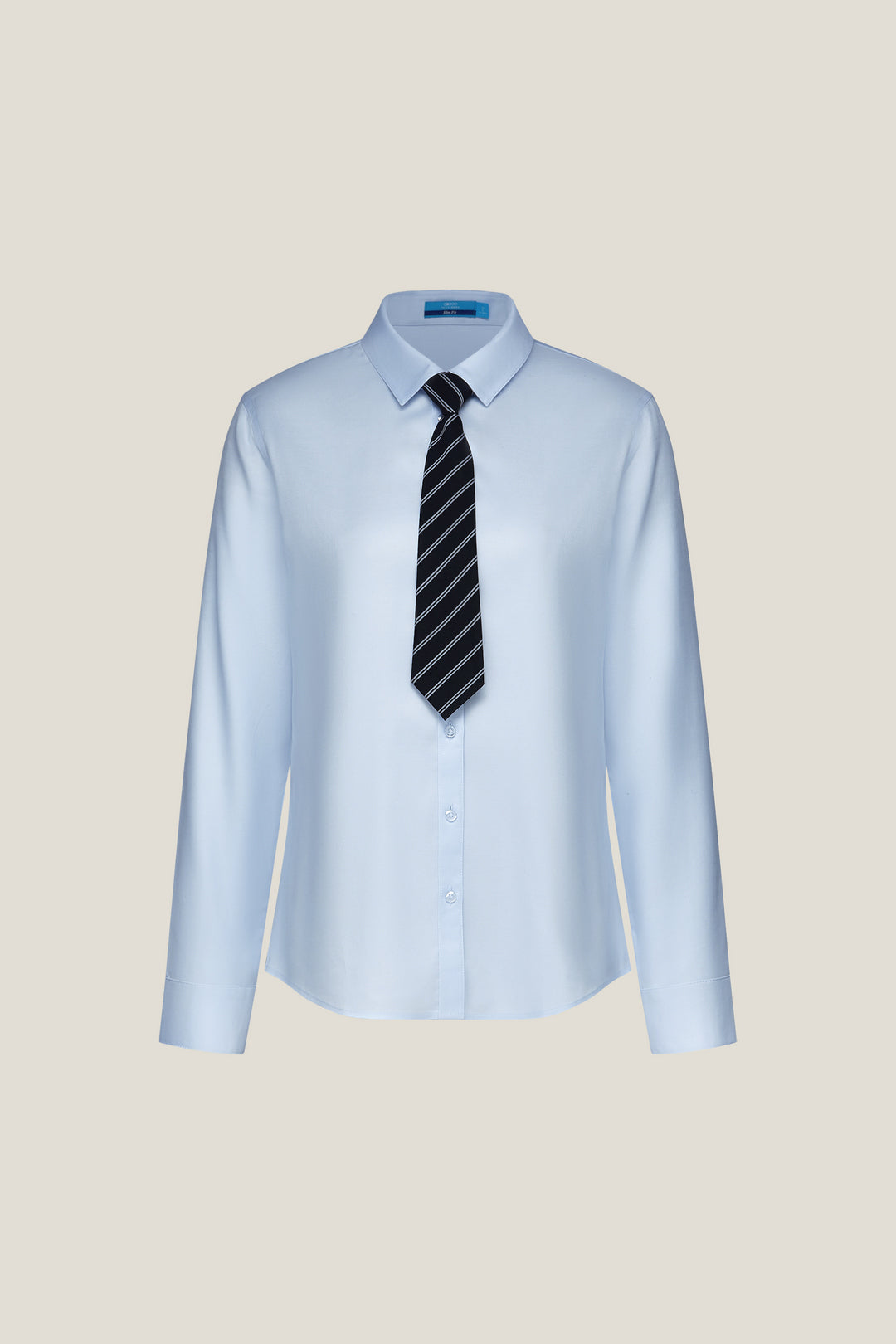 G2000 WOMAN-non-iron-shirt-neck-long-sleeve-dress-shirt-with-detachable-tie-58223013-Blue