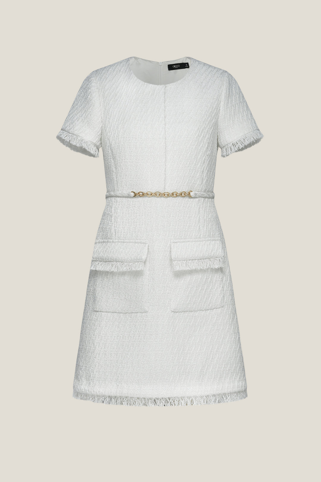 G2000 WOMAN-round-neck-short-sleeve-dress-with-chain-belt-58231042-White