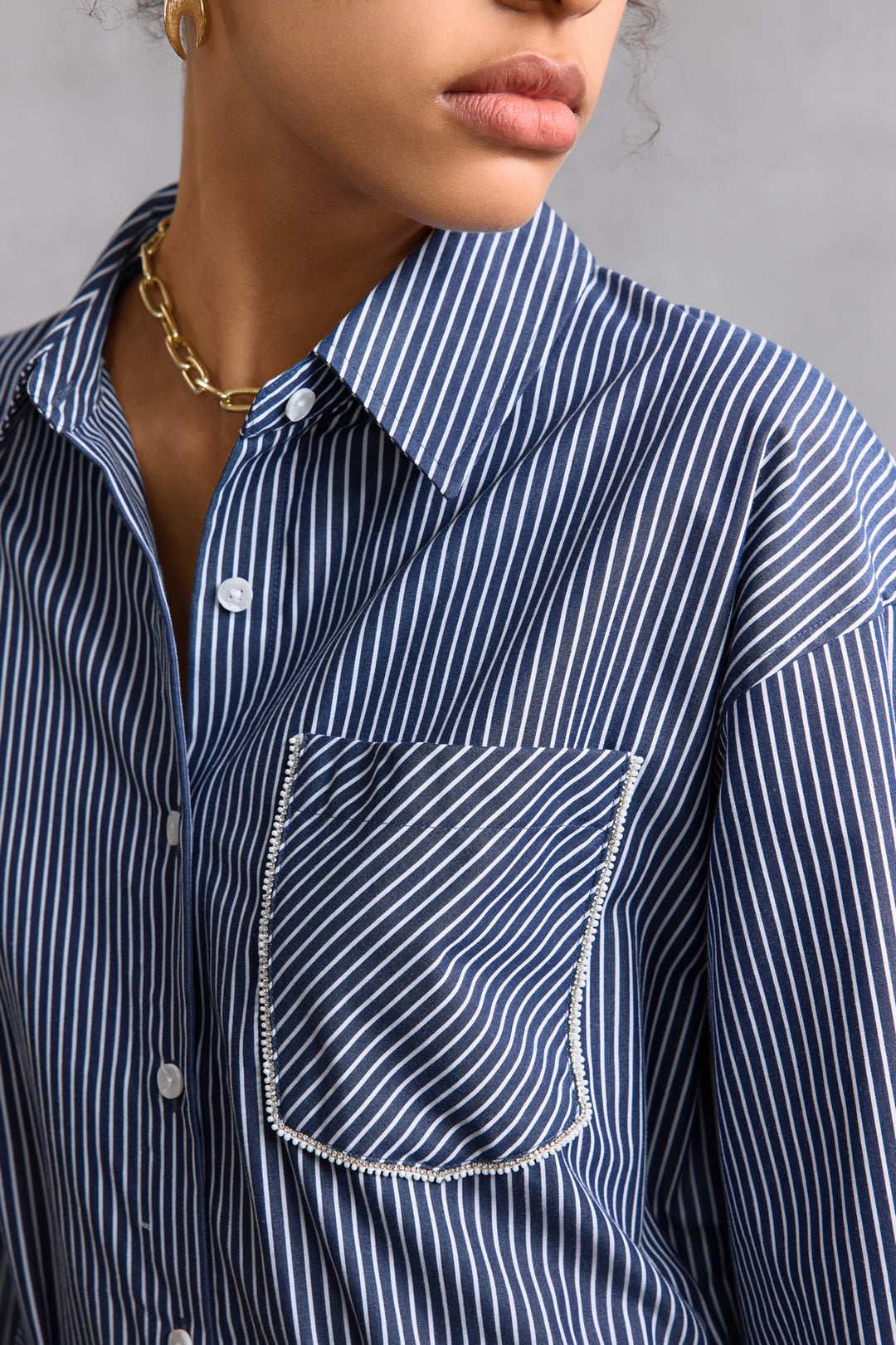 Cotton 翻領休閒恤衫(配腰帶)