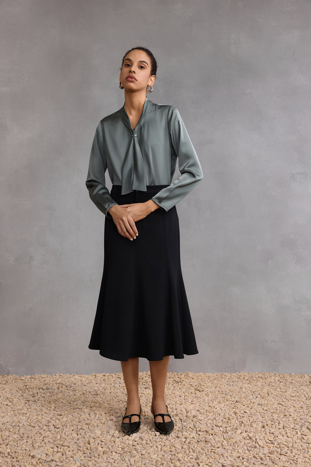 Satin 企領襯衫(配領帶)