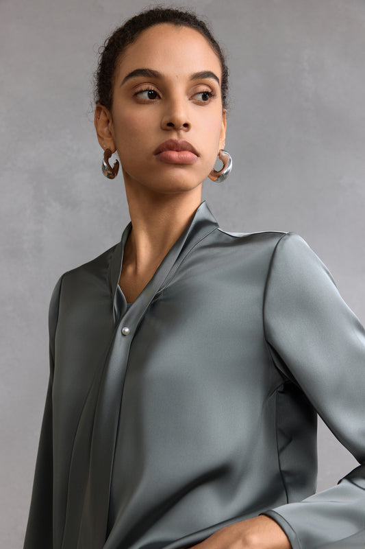 Satin 企領襯衫(配領帶)