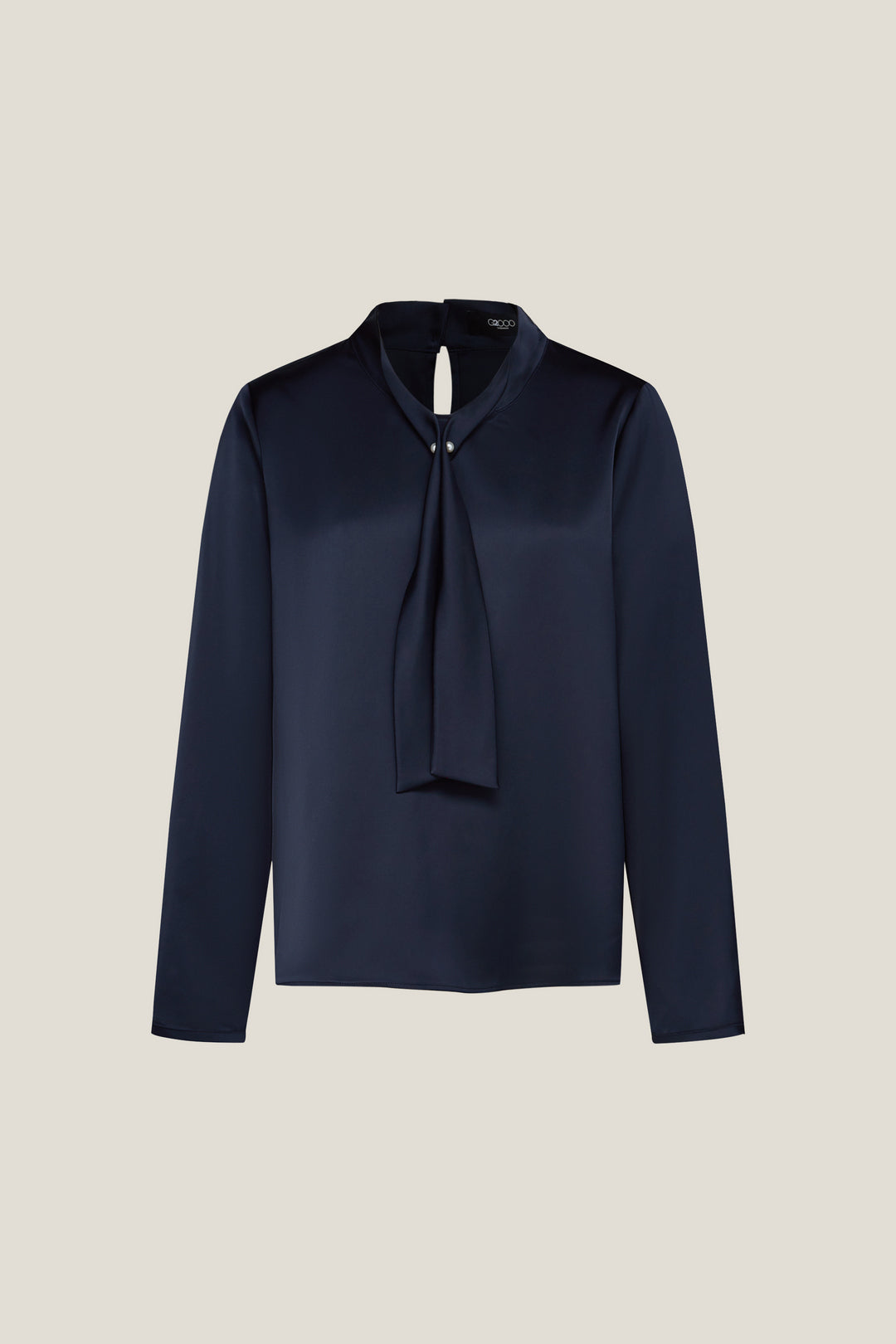 G2000 WOMAN-satin-stand-collar-long-sleeve-blouse-with-tie-58241041-Blue