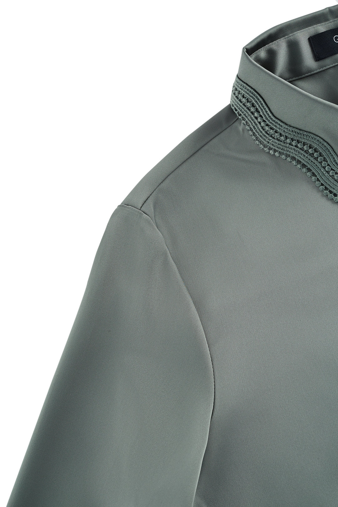 Satin Lapel Collar Blouse