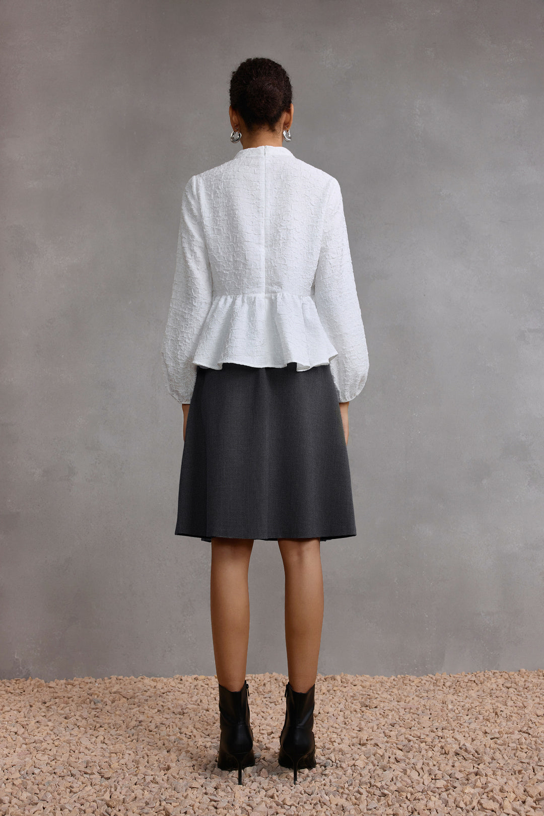 Textured Stand Collar Blouse