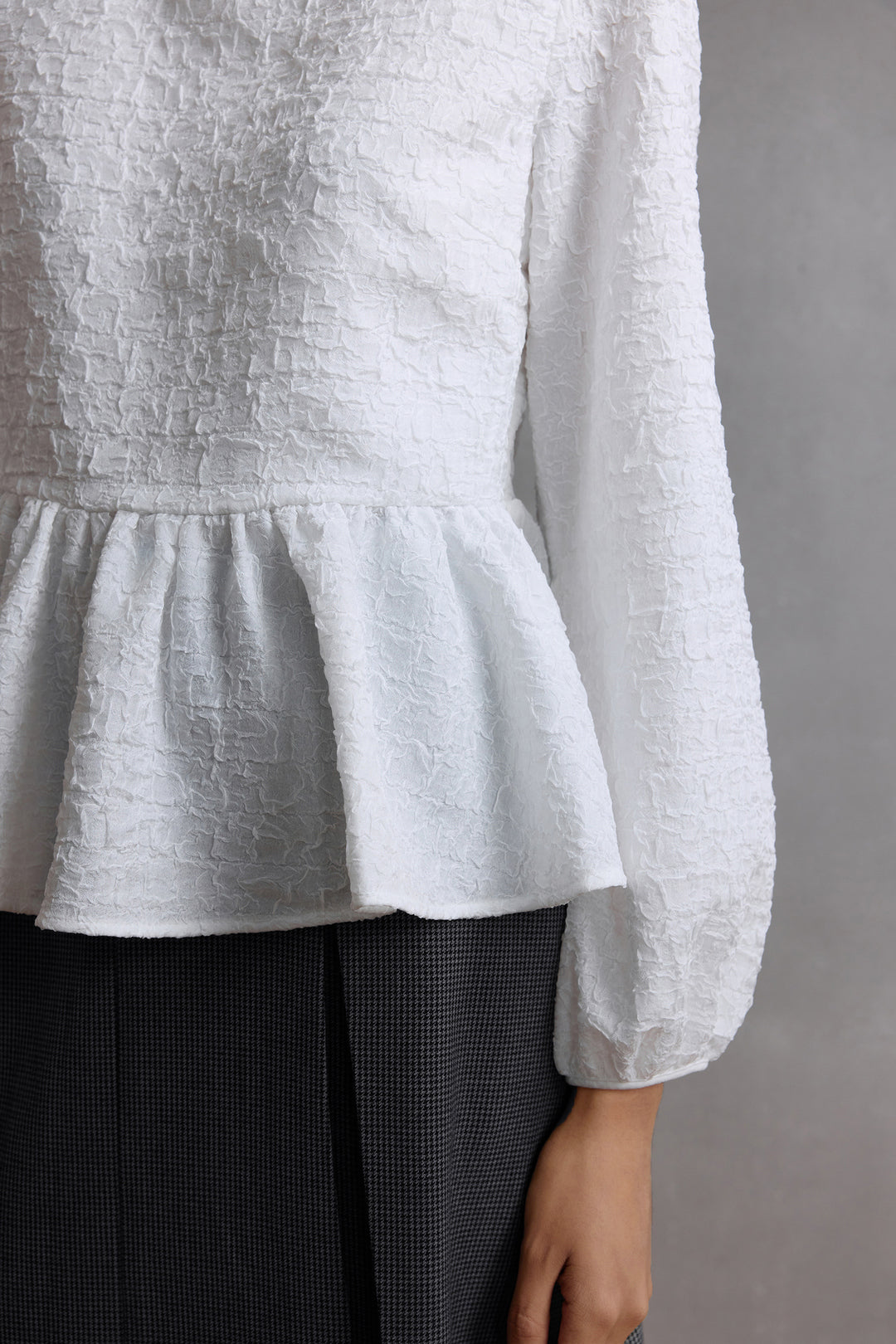 Textured Stand Collar Blouse