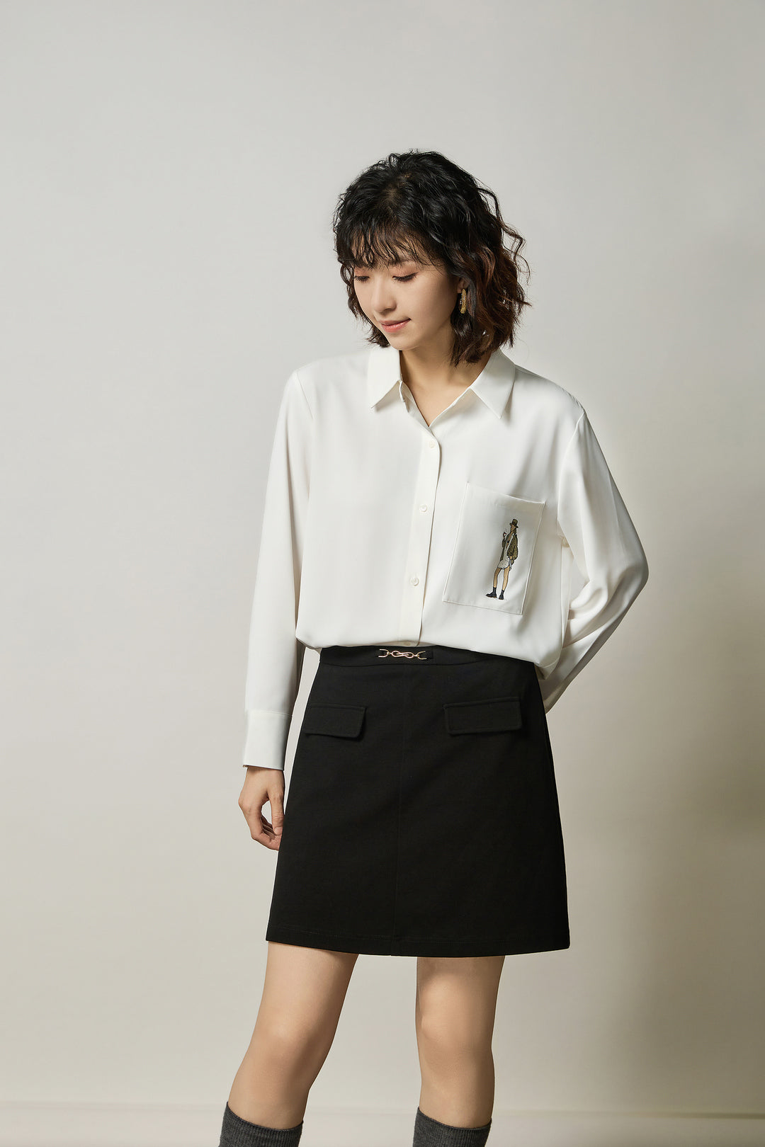 G2000 WOMAN-lapel-collar-long-sleeve-long-sleeve-blouse-58241107-White