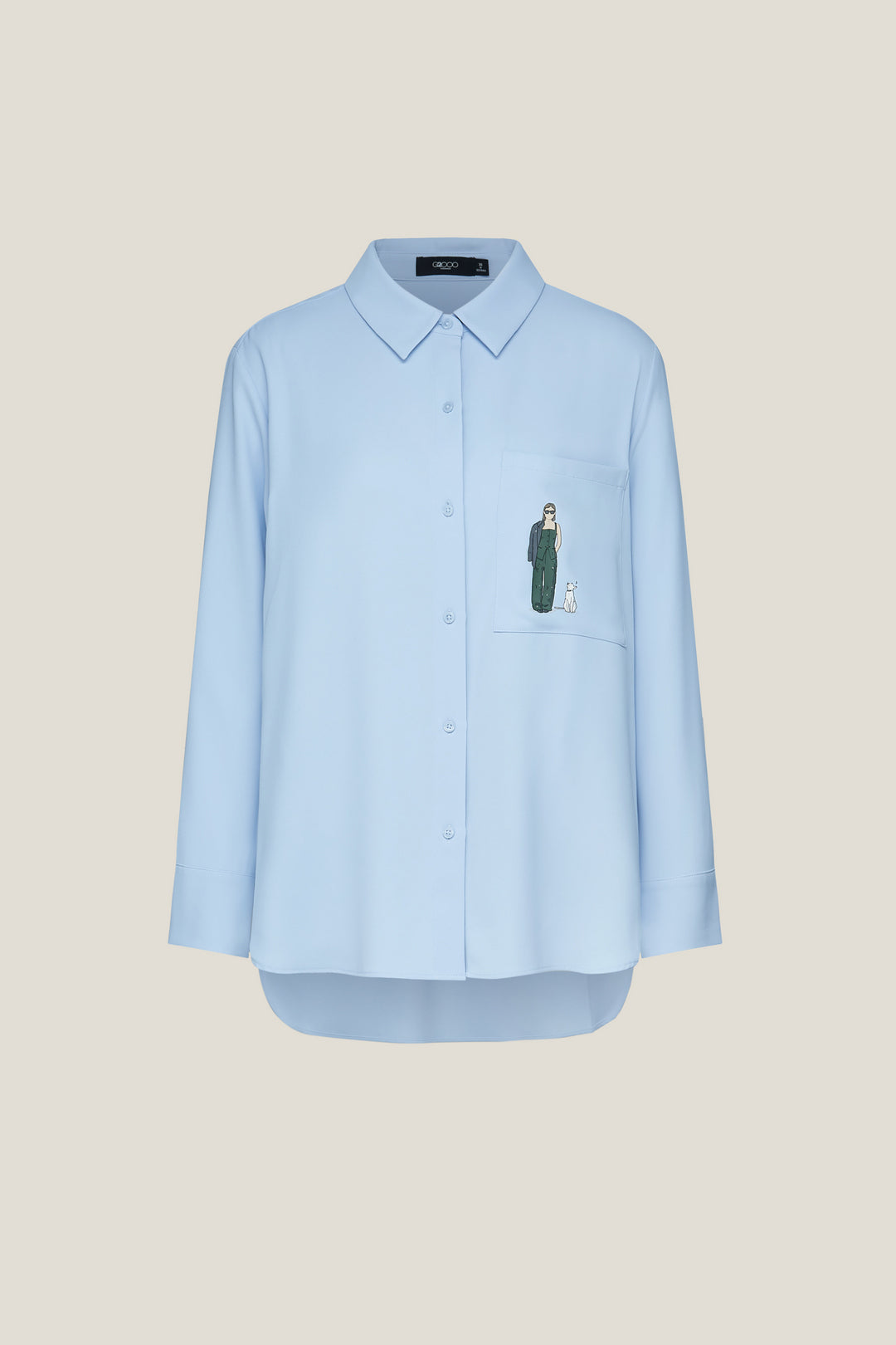 G2000 WOMAN-lapel-collar-long-sleeve-long-sleeve-blouse-58241107-Blue