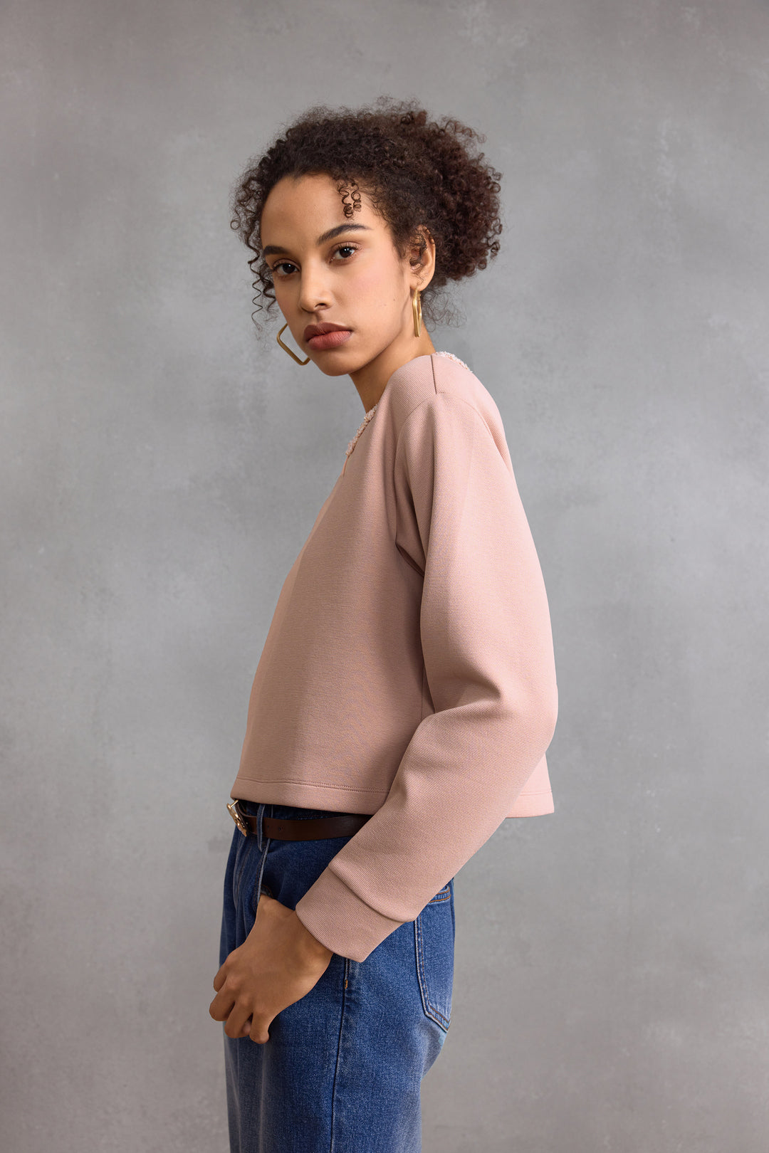 G2000 WOMAN-round-neck-long-sleeve-cut-and-sew-top-58241735-Pink