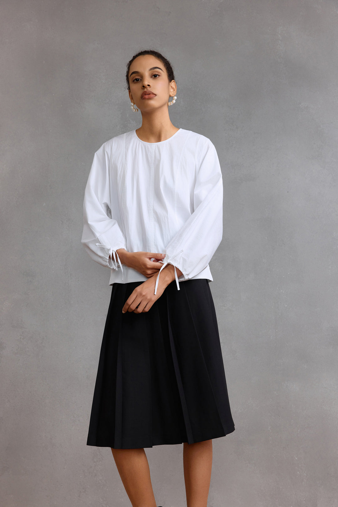 G2000 WOMAN-round-neck-long-sleeve-short-sleeve-blouse-58243450-White