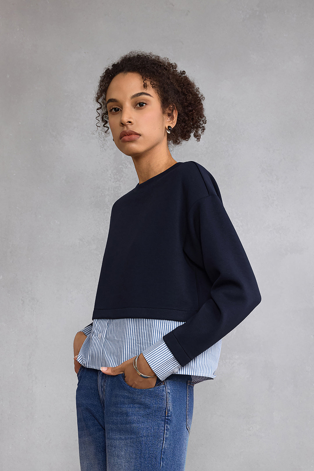 G2000 WOMAN-round-neck-long-sleeve-cut-and-sew-top-58246745-Blue