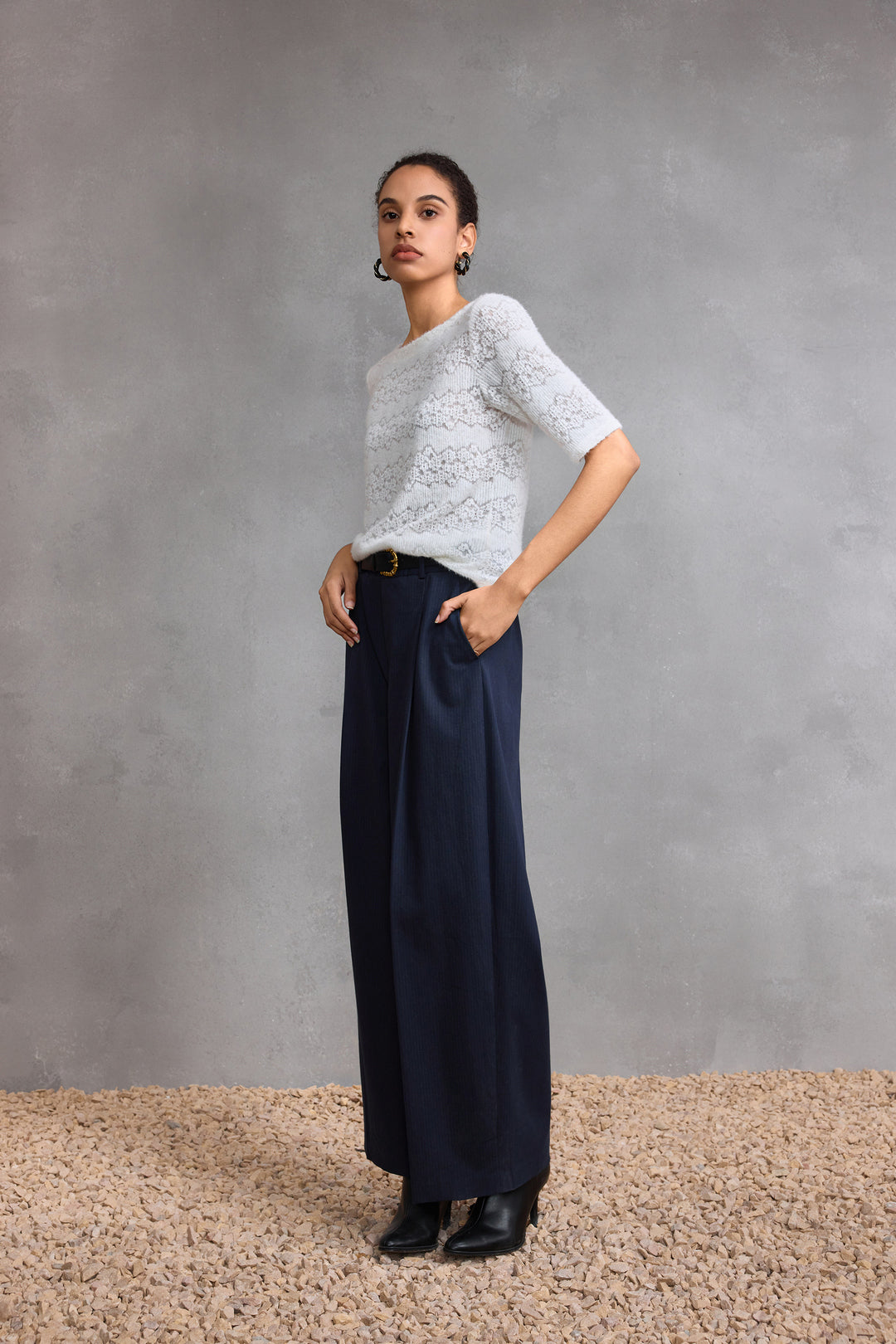 Denim 休閒長褲(配腰帶)