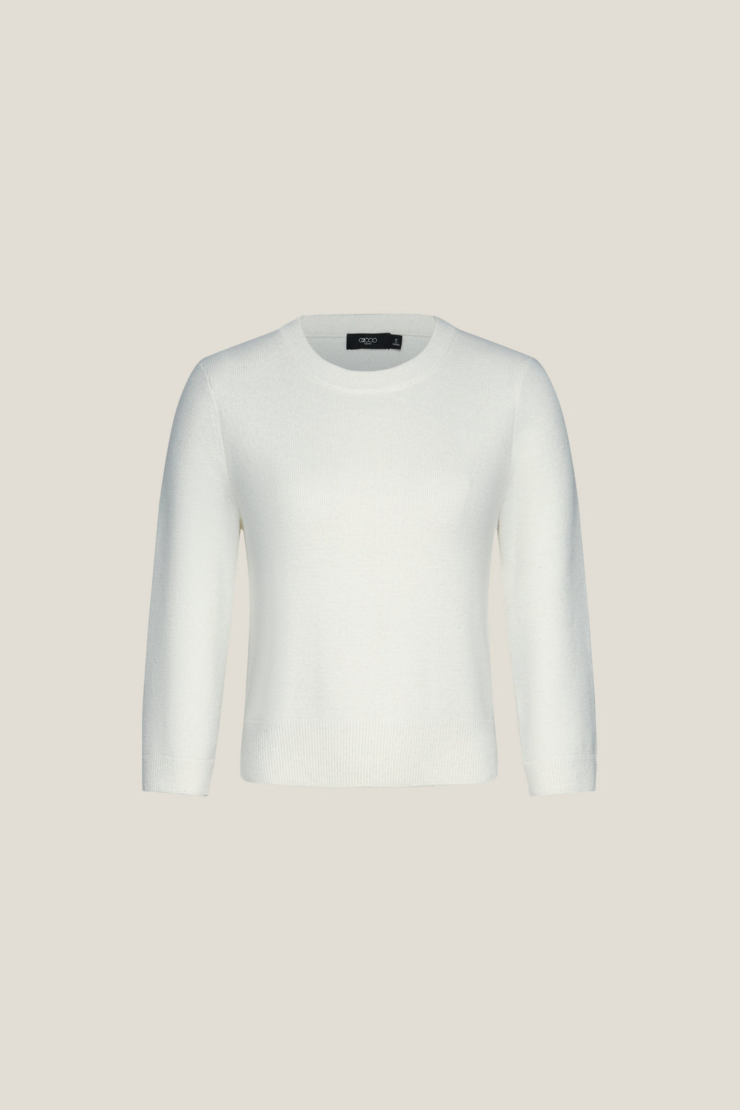 G2000 WOMAN-round-neck-three-quarter-sleeve-knit-sweater-58271021-White