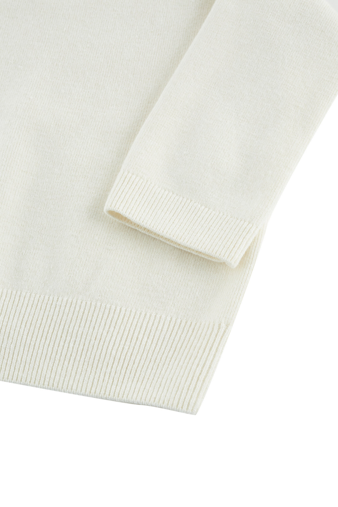 圓領七分袖針織毛衣