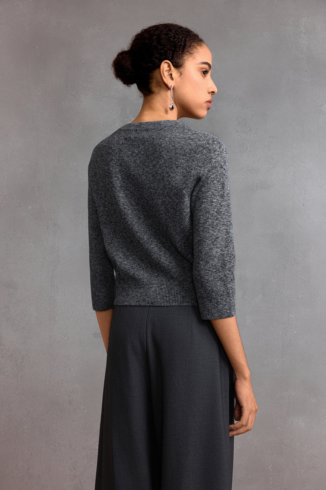 圓領七分袖針織毛衣