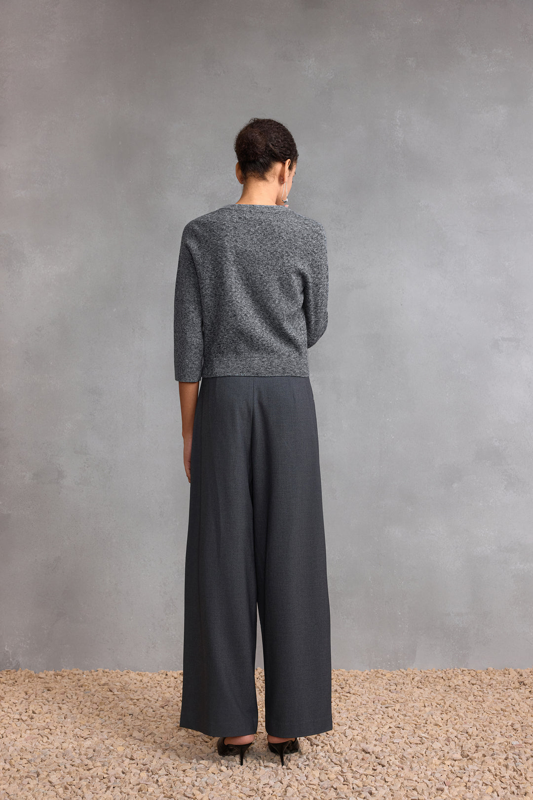 圓領七分袖針織毛衣