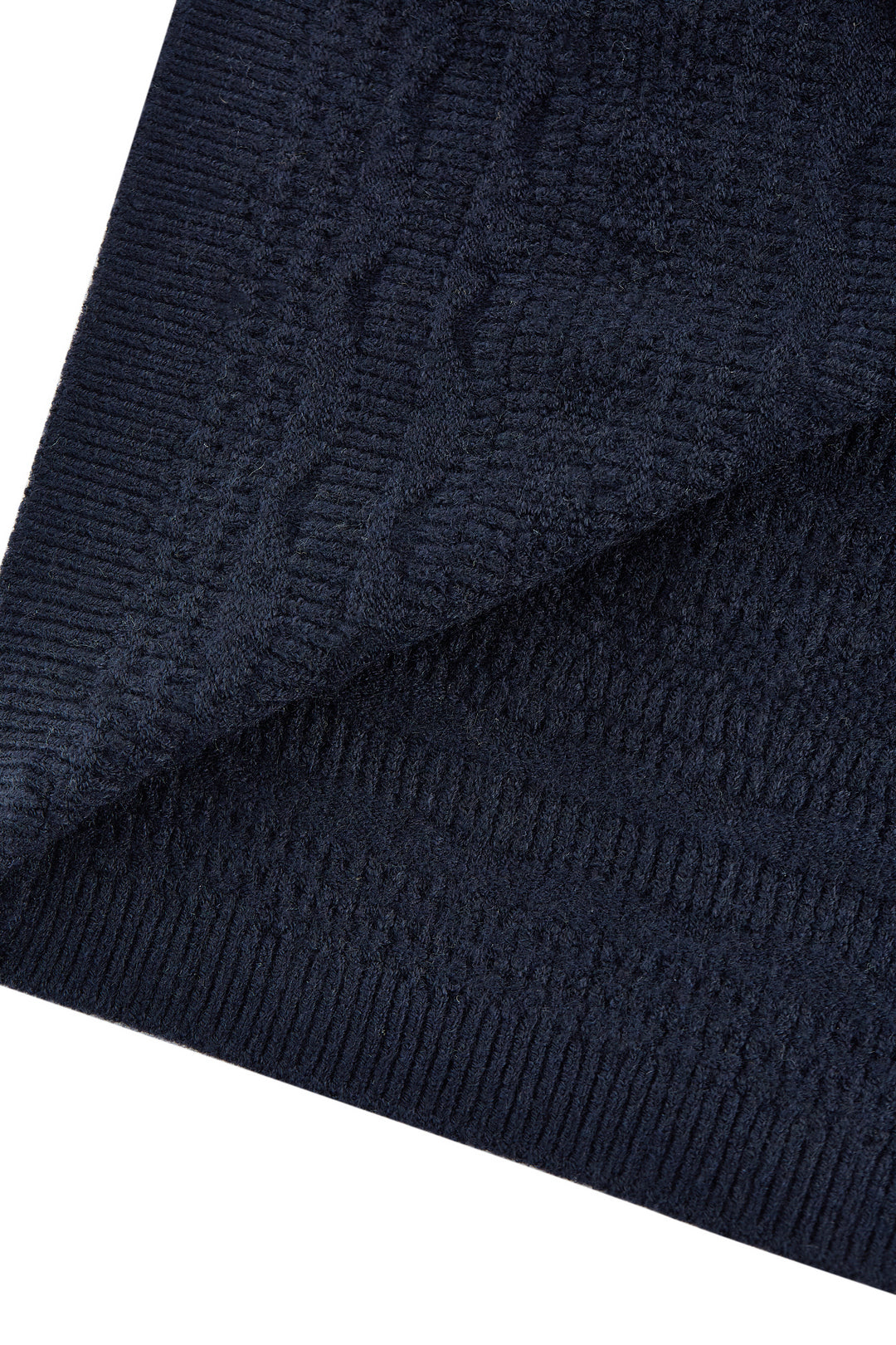 Textured Round Neck Knit Sweater