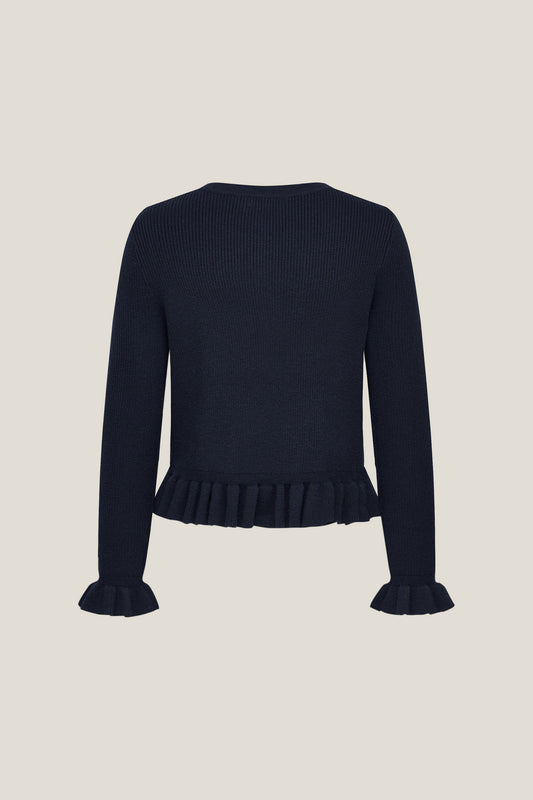 Round Neck Long Sleeve Cardigan