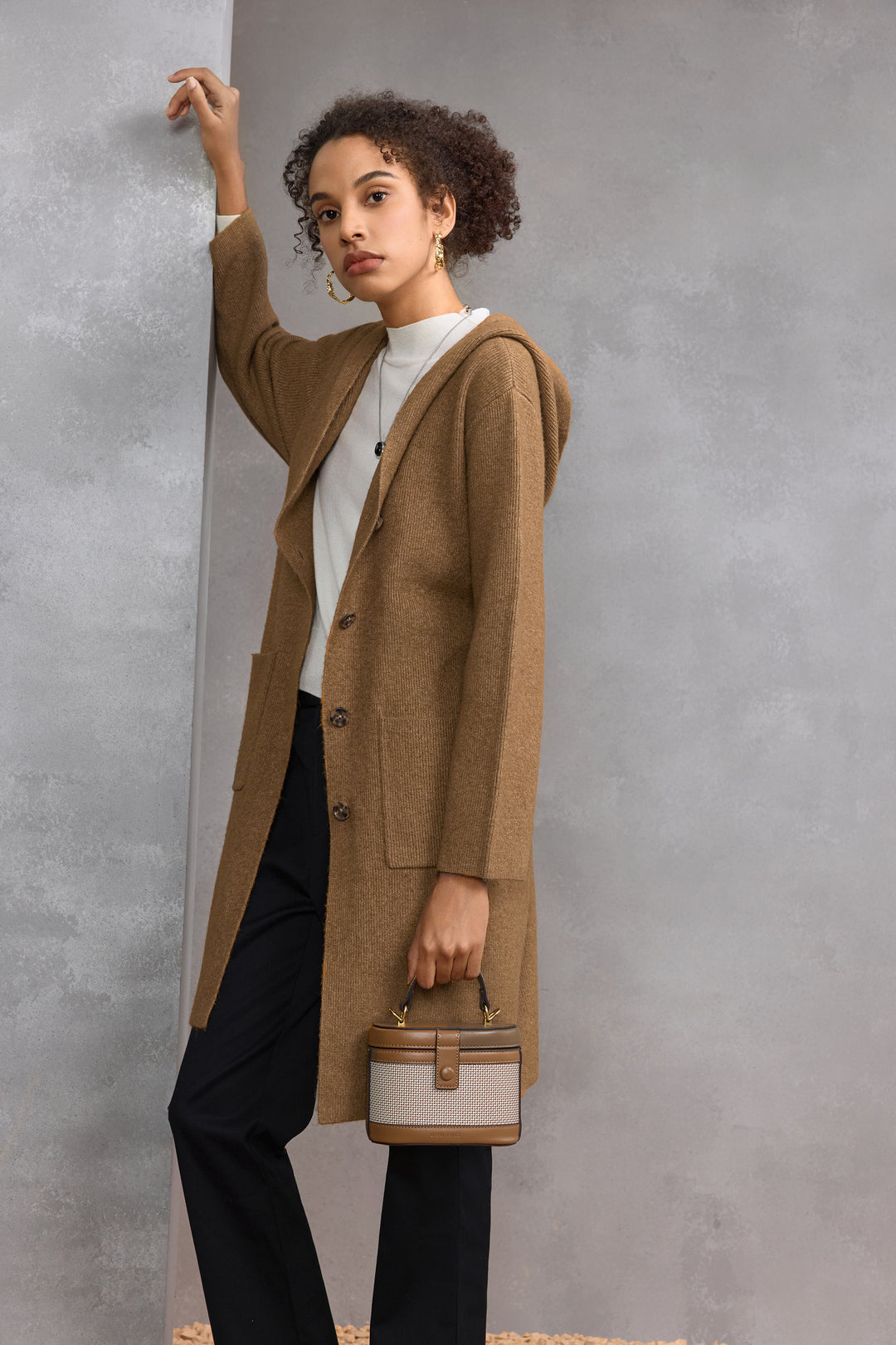 Lapel Collar Long Sleeve Cardigan