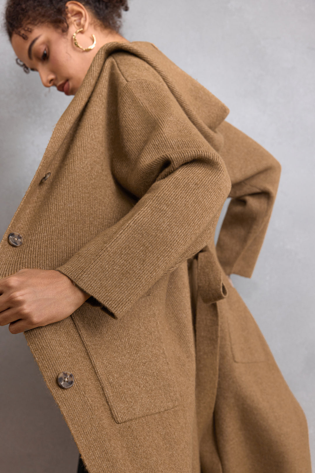 Lapel Collar Long Sleeve Cardigan