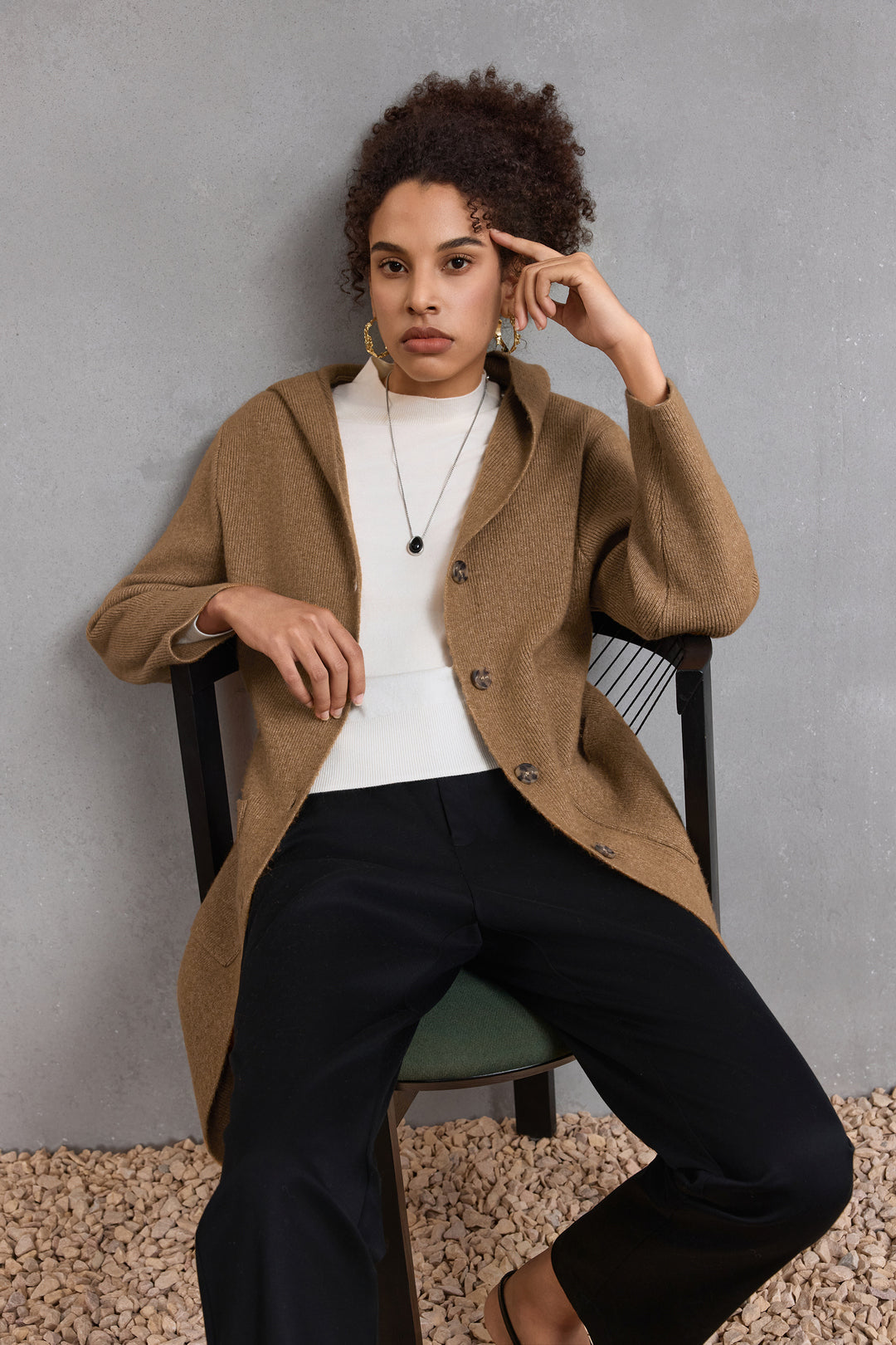 Lapel Collar Long Sleeve Cardigan