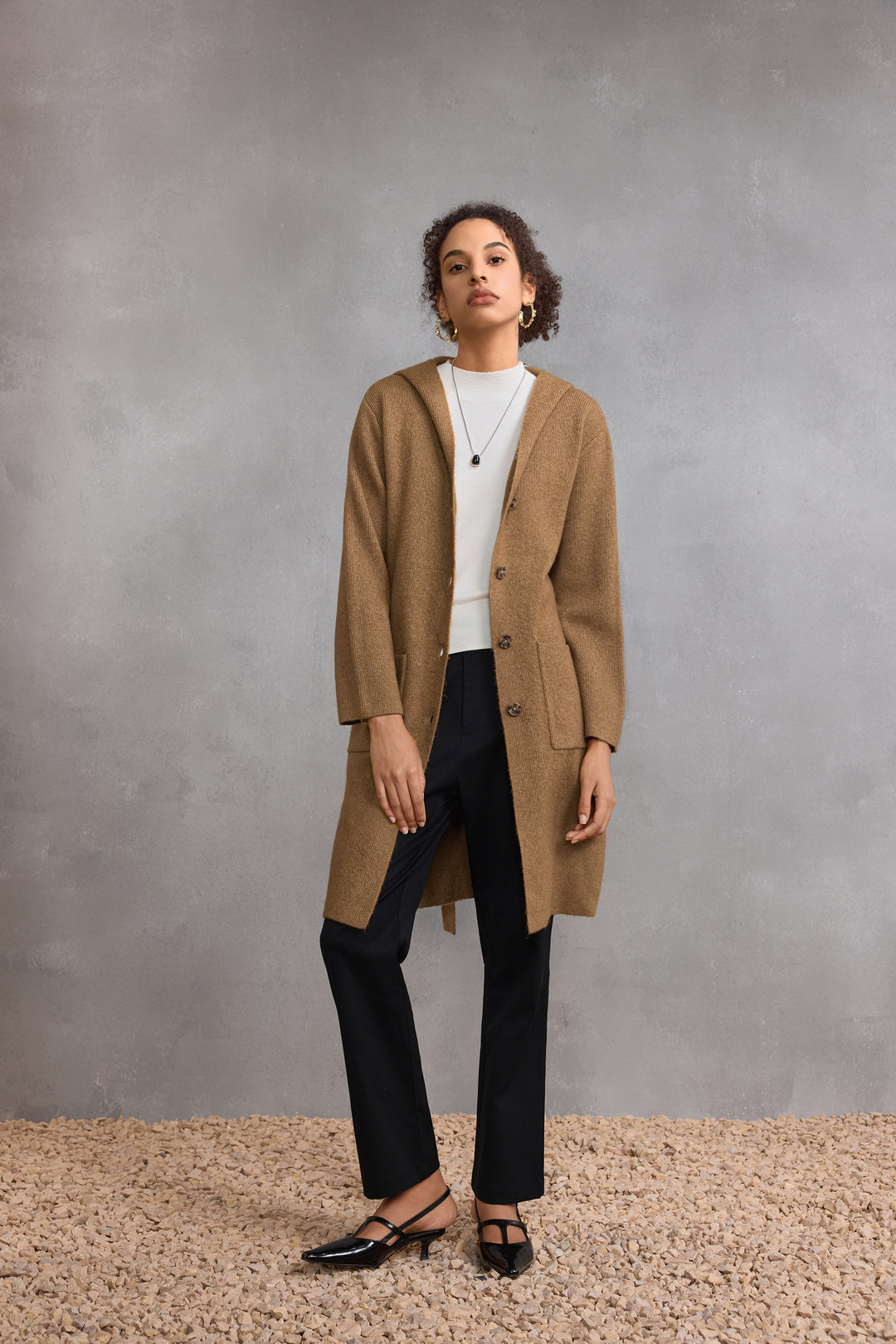 Lapel Collar Long Sleeve Cardigan