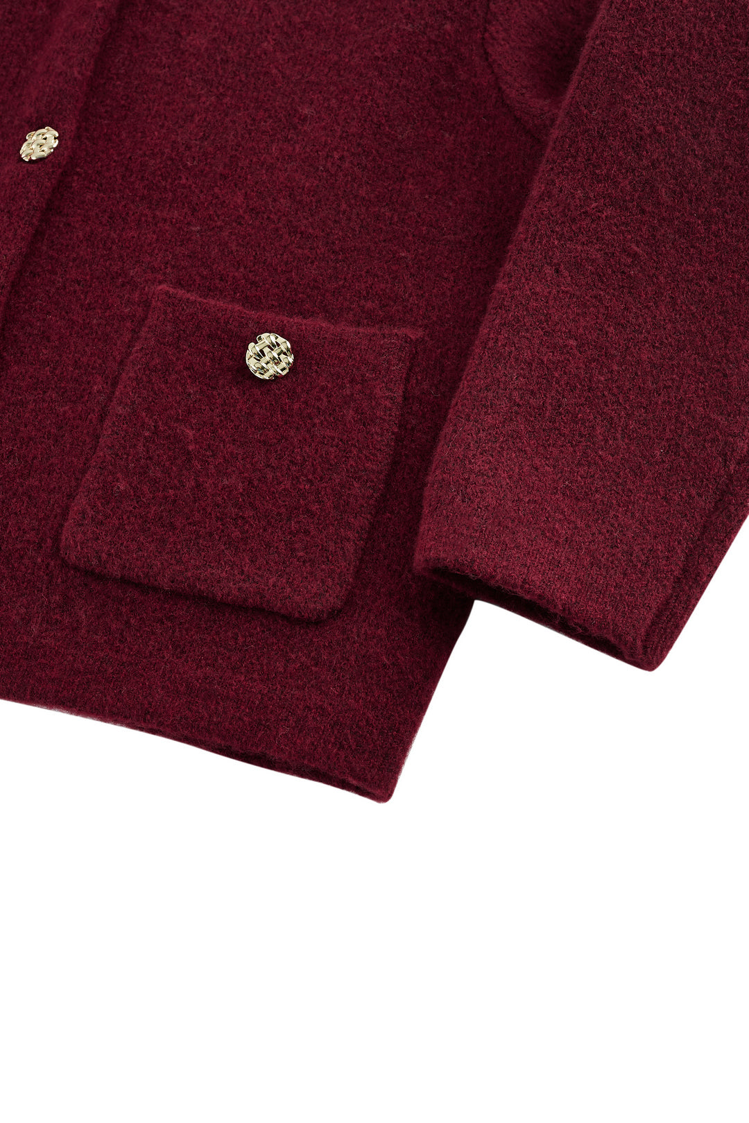 Wool Blend Round Neck Cardigan