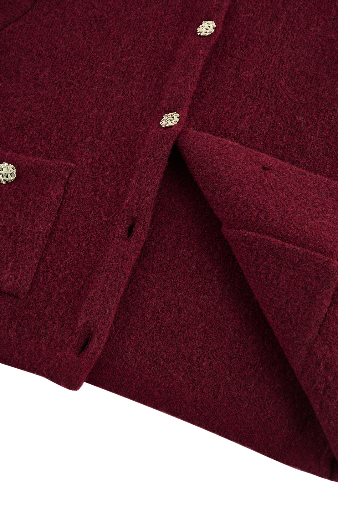 Wool Blend Round Neck Cardigan