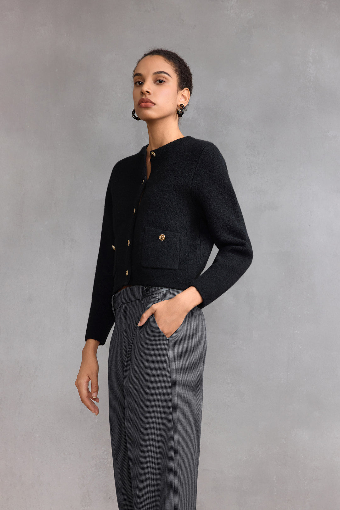 G2000 WOMAN-wool-blend-round-neck-cardigan-58275321-Black