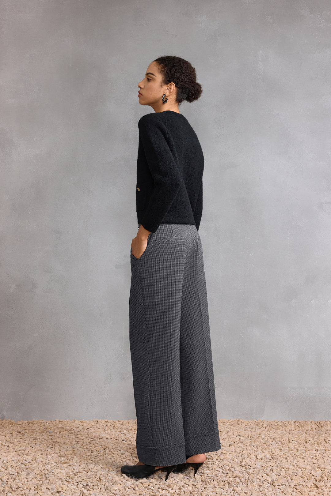 Wool Blend Round Neck Cardigan