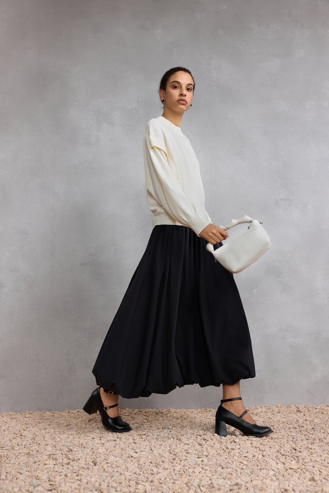 半高領長袖針織毛衣