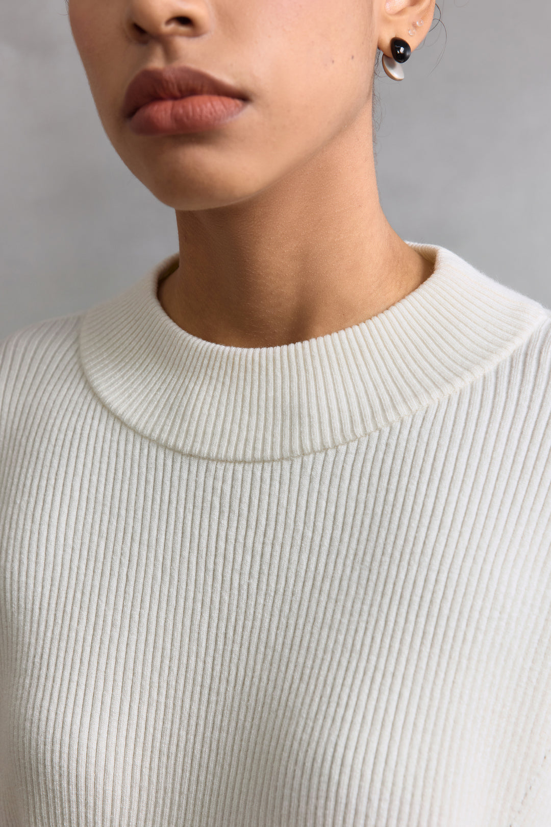 半高領長袖針織毛衣