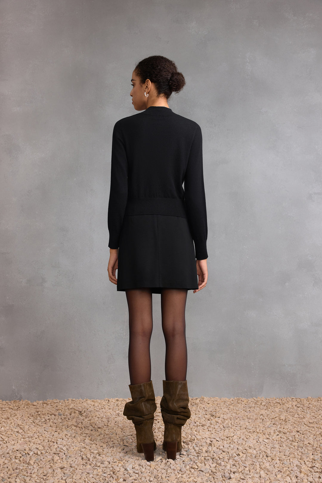 半高領長袖針織毛衣