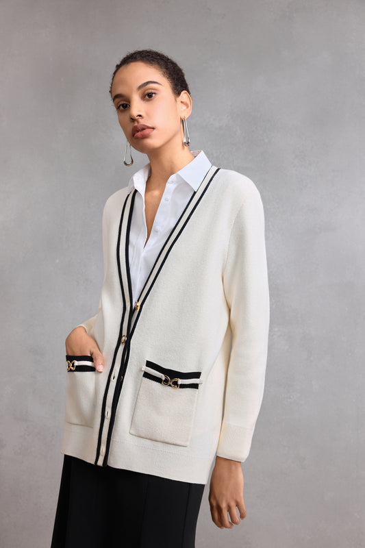 G2000 WOMAN-v-neck-long-sleeve-cardigan-58276341-White