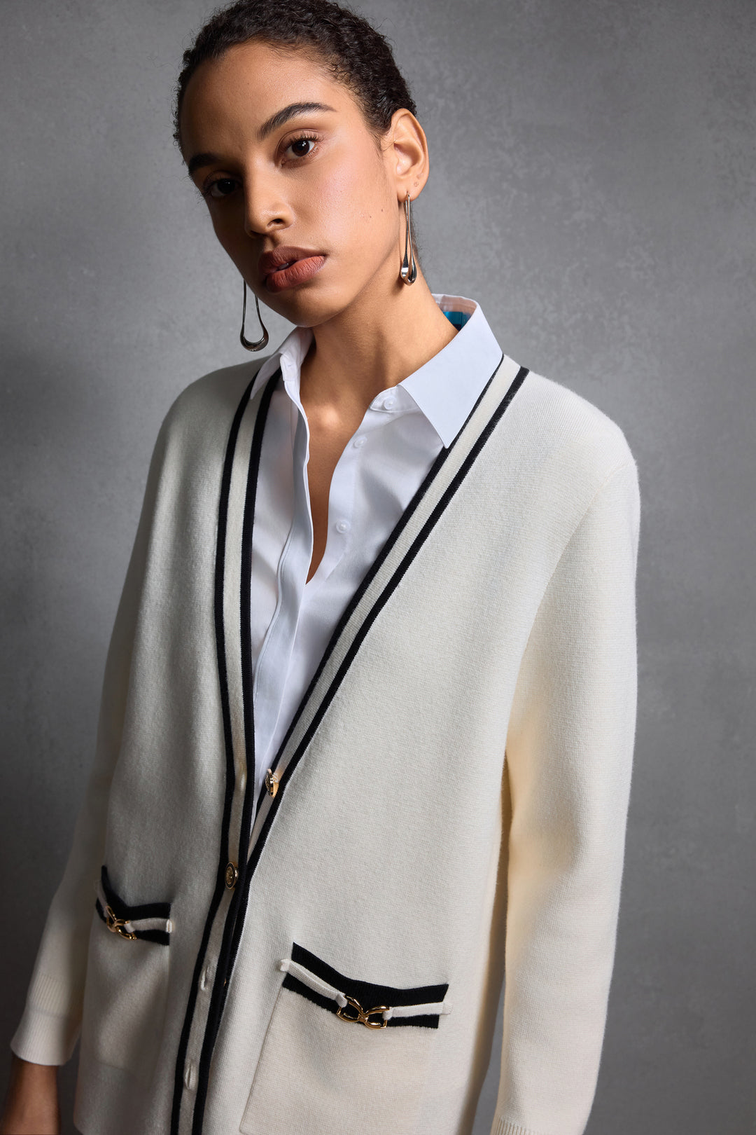 V-Neck Long Sleeve Cardigan