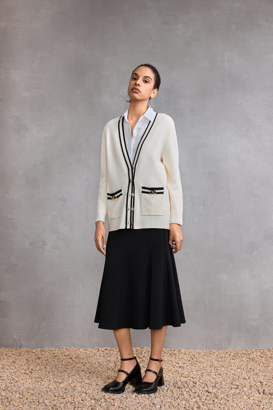 V領長袖針織外套