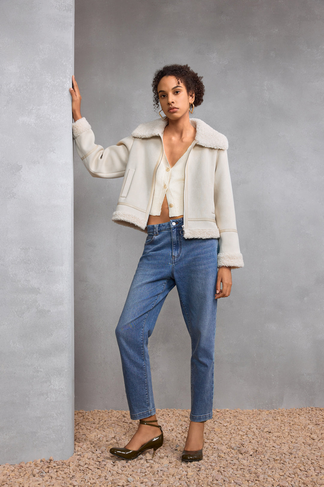 Lapel Collar Long Sleeve Jacket