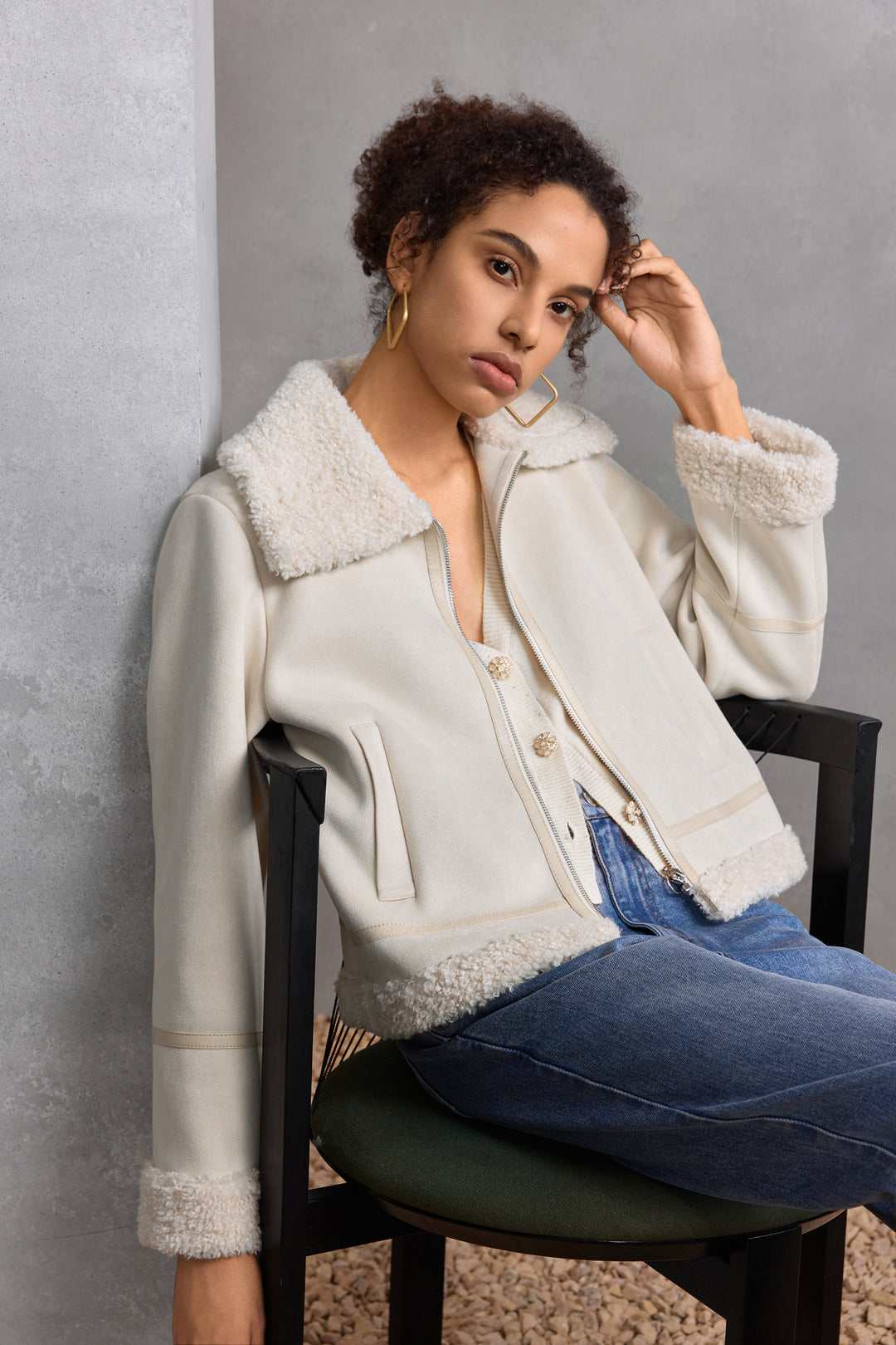 Lapel Collar Long Sleeve Jacket