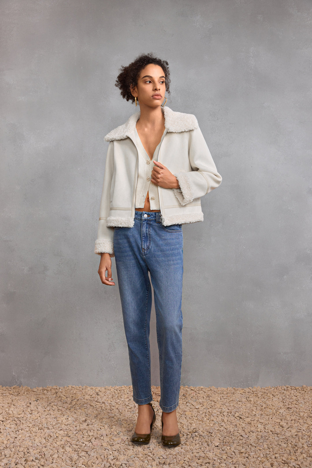 Lapel Collar Long Sleeve Jacket