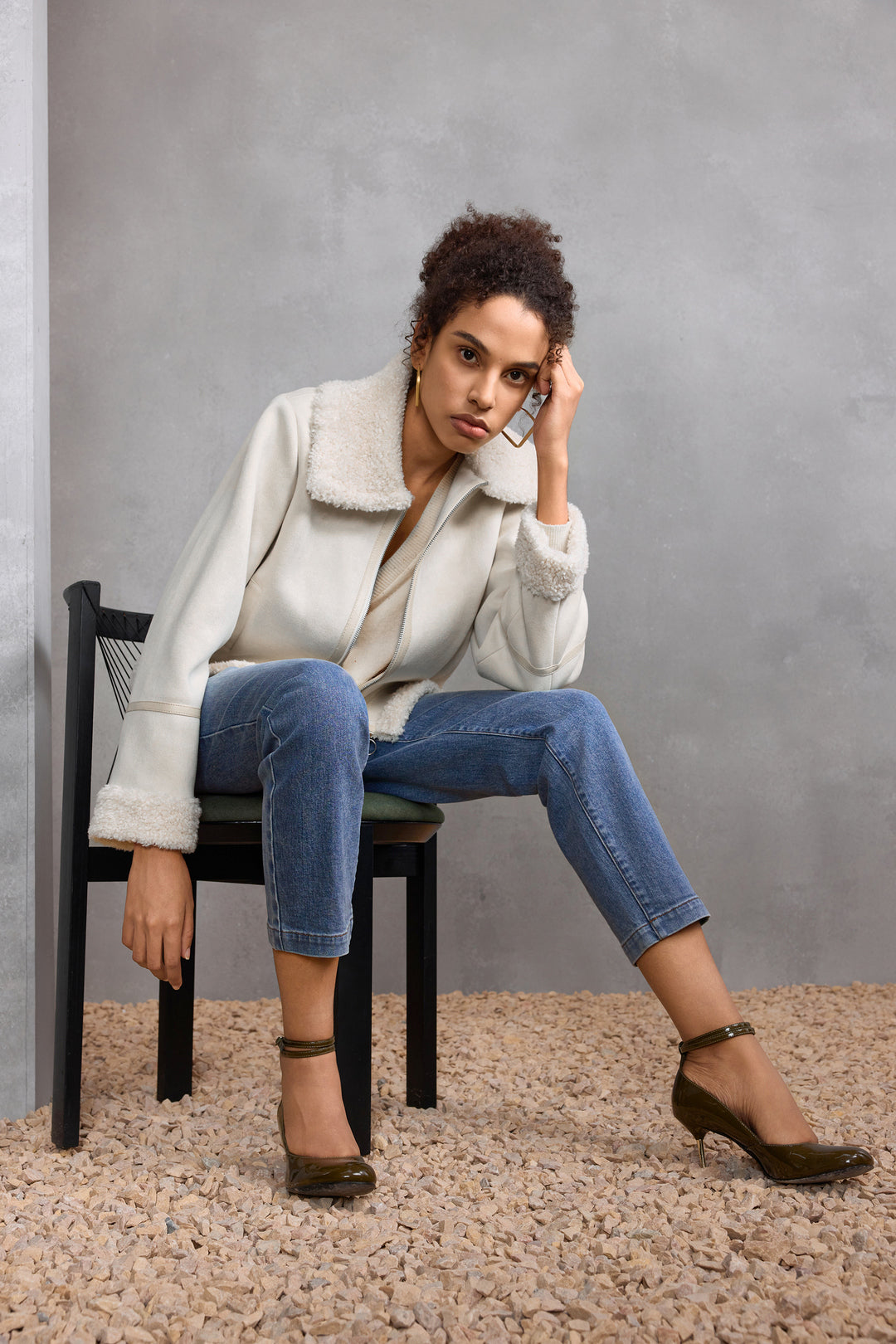 Lapel Collar Long Sleeve Jacket