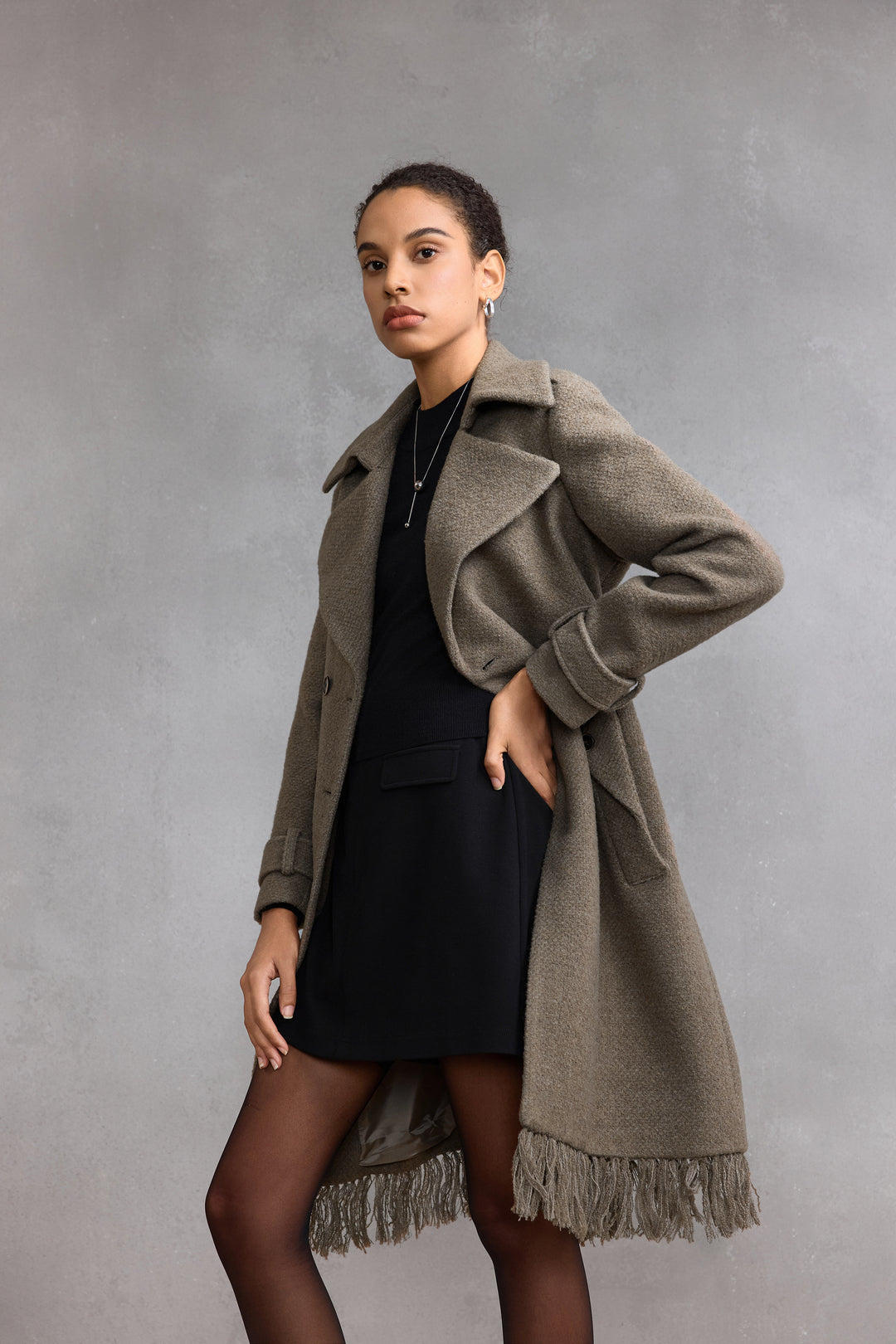 G2000 WOMAN-lapel-collar-long-sleeve-coat-58291090-Grey