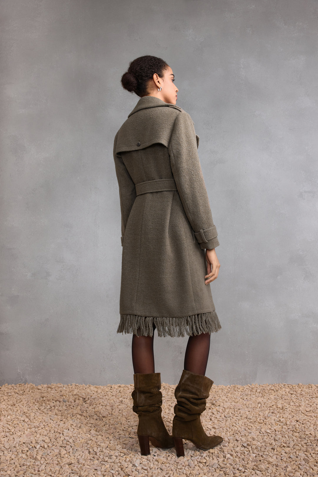 Lapel Collar Long Sleeve Coat