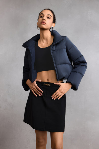 G2000 WOMAN-stand-collar-long-sleeve-down-jacket-58291410-Blue