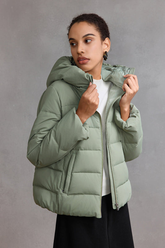 G2000 WOMAN-teflon-hooded-down-jacket-58291431-Green