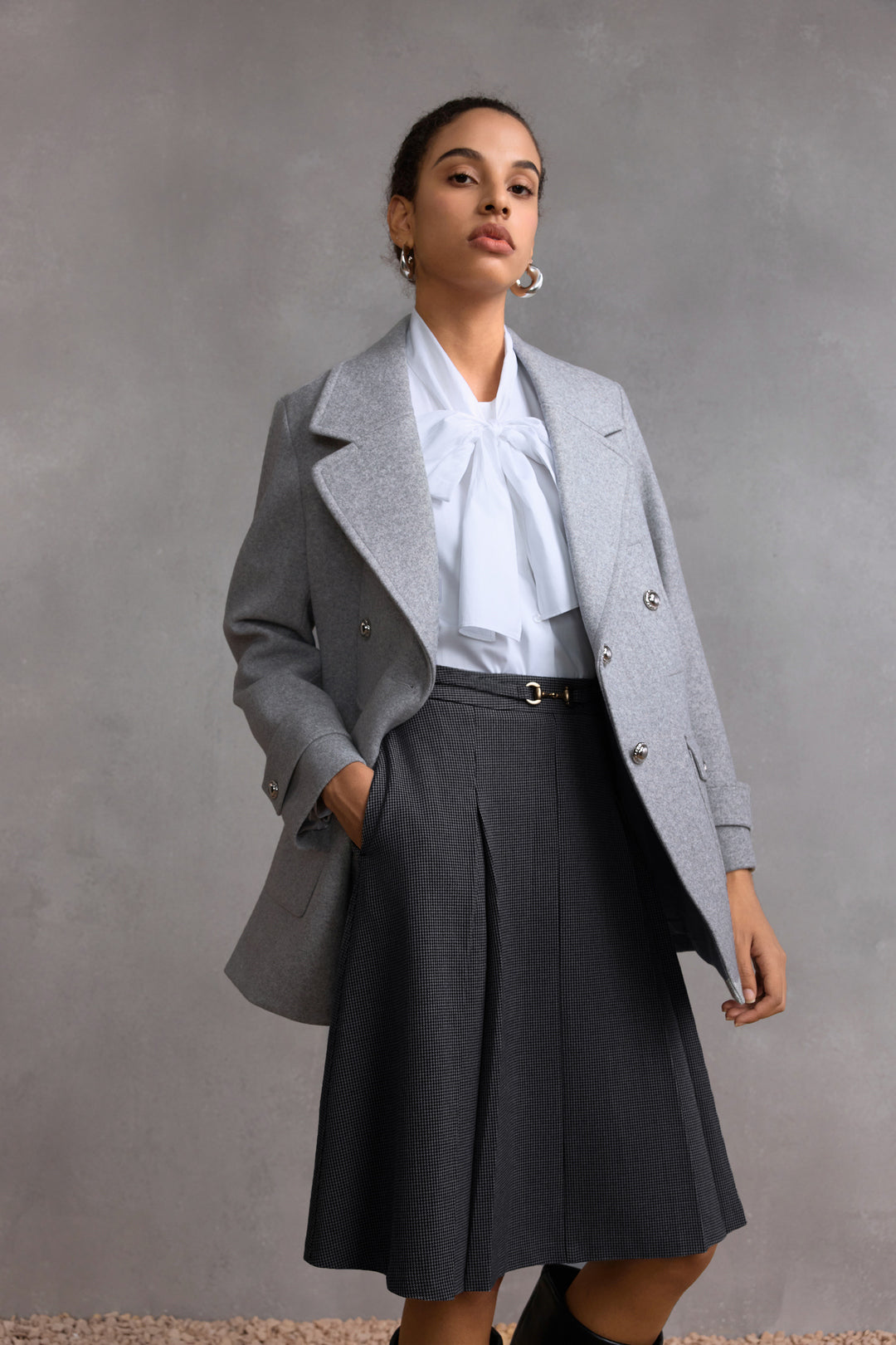 G2000 WOMAN-wool-lapel-collar-coat-58292000-Grey