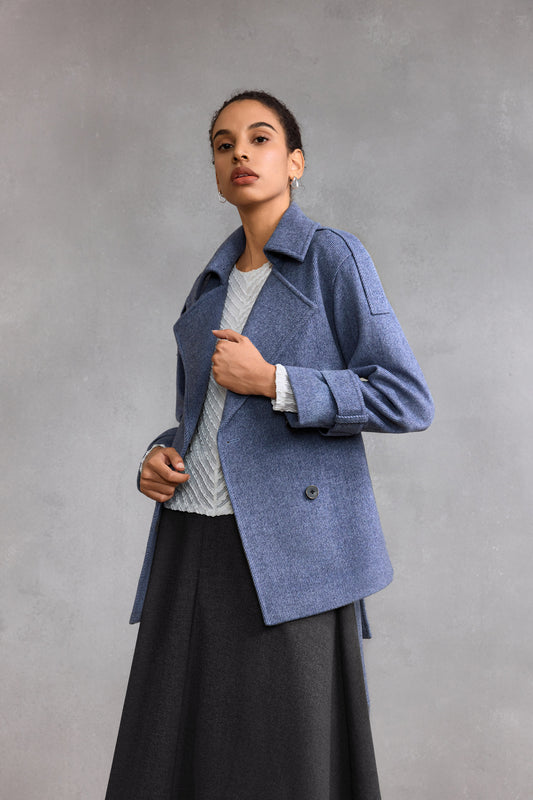 G2000 WOMAN-lapel-collar-long-sleeve-coat-with-belt-58294040-Blue