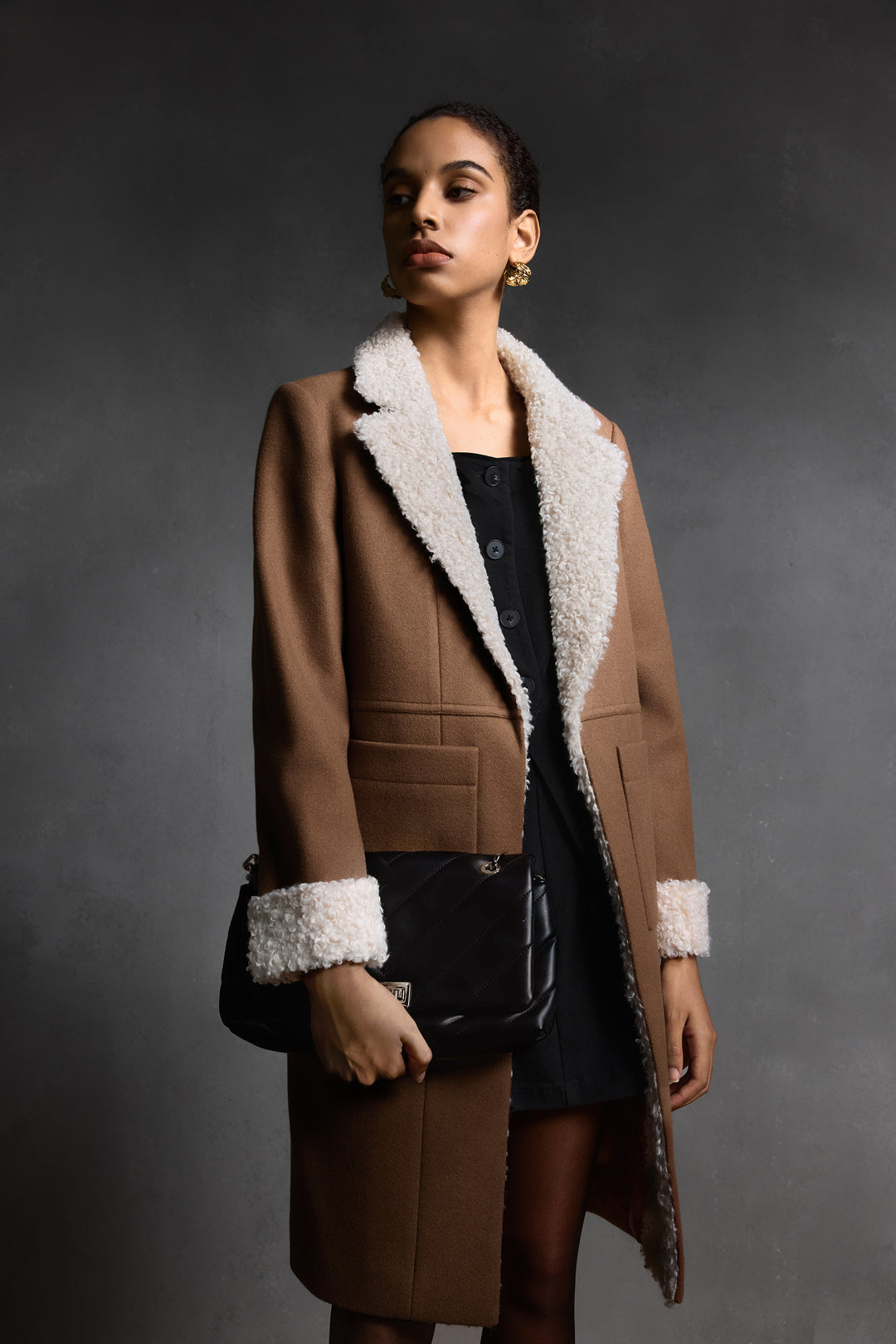 Lapel Collar Long Sleeve Coat